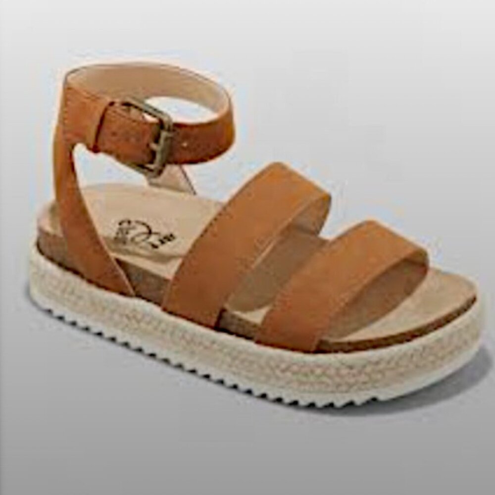 Art Class Girls Footbed Sandals Faux Suede Wedge Heel Size 1